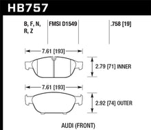 Load image into Gallery viewer, Hawk Audi 2013 A5 Quattro / 12-16 A6 Quattro/A7 Quattro/A8 Quattro PC Front Brake Pads - HB757Z.758