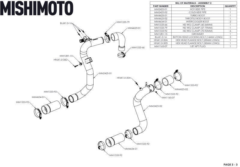 Mishimoto 21+ Bronco 2.3L High Mount INT Kit SL Core BK Pipes - MMINT-BR23-21HKSLBK