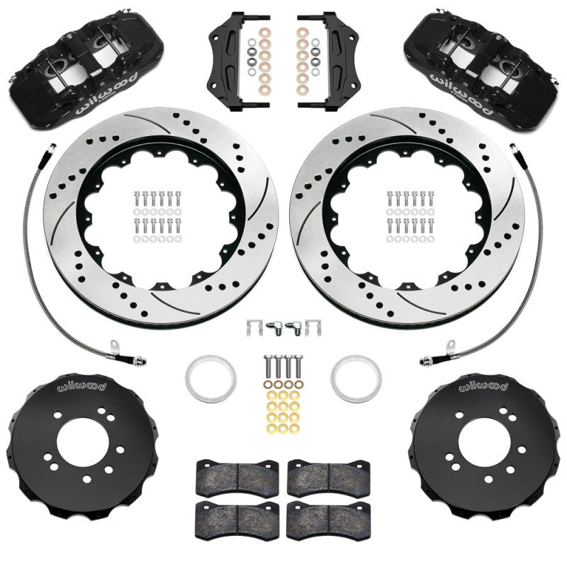 Wilwood 95-98 Nissan Skyline Aerolite 6R Front BBK w/ 14.00in D/S Rotors & Flexlines - Black - 140-18254-D