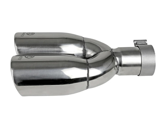 aFe Takeda 304 Stainless Steel Clamp-on Exhaust Tip Polished 2-1/2ininlet x 3-1/2in Outlet X 12in L - 49T25374-P121