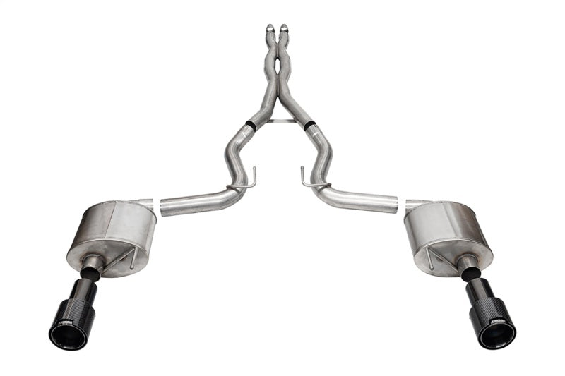 Corsa 2024 Ford Mustang GT Coupe 3in Sport Cat-Back Exhaust - 4.5in Black Carbon Fiber Tips - 21255CFBLK