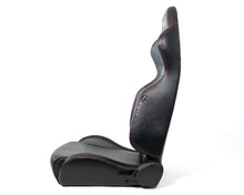 Load image into Gallery viewer, NRG Reclinable Racing Seats (Pair) Black Leather w/NRG Logo Red Stitch - RSC-208-1L/R
