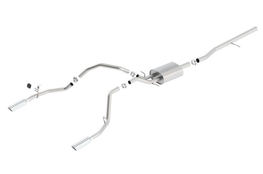 Borla 14 Silv/Sierra 1500 C/B S-Type Exhaust/2.75in Into Dual 2.25in Out 4in Tip Split Rear Exit - 140536