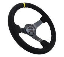 Load image into Gallery viewer, NRG Reinforced Steering Wheel (350mm / 3in. Deep) Blk Suede/X-Stitch w/5mm Blk Spoke &amp; Yellow CM - RST-036MB-S-Y