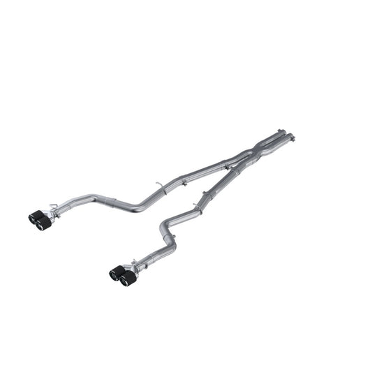 MBRP 15-16 Dodge Challenger 5.7L HEMI SS 3in Quad Split Rear Exit w/ Carbon Fiber Tips - T304 - S71163CF