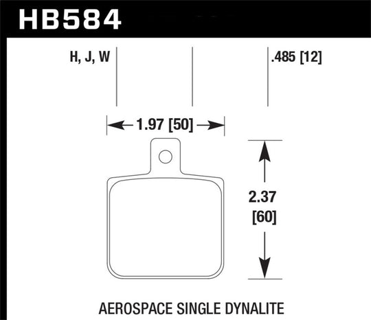 Hawk Aerospace Single Dynalite HPS 5.0 Street Brake Pads - HB584B.485