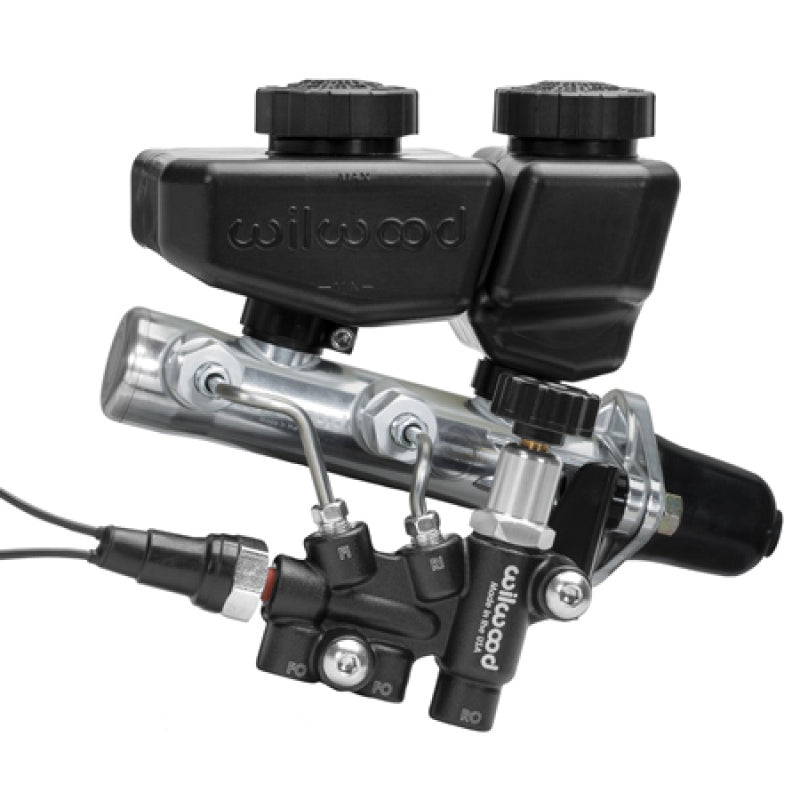 Wilwood Remote Tandem M/C Kit w/Bracket and Valve - 1in Bore Black - 261-16962-BK