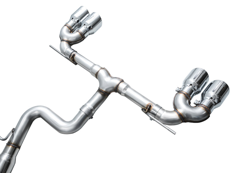 AWE Tuning MK8 Volkswagen Golf R 3in Track Edition Quad Exhaust - Chrome Silver Tips - 3020-42658