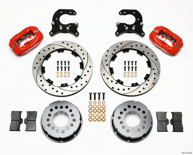 Wilwood Forged Dynalite P/S Rear Kit Drilled Red Small Ford 2.66in Offset - 140-2113-DR