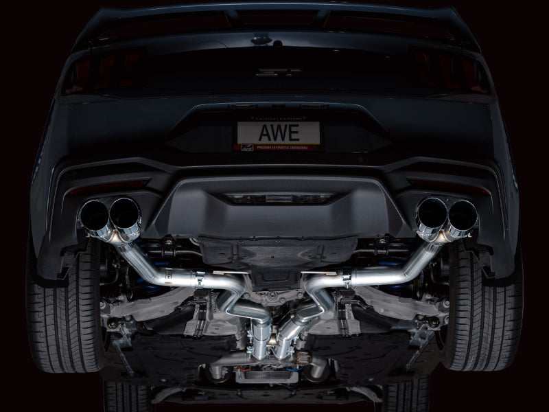 AWE 2024 Ford Mustang GT Fastback S650 RWD Track Edition Cat-Back Exhaust w/ Quad Chrome Silver Tips - 3020-42650