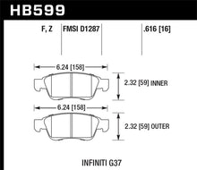 Load image into Gallery viewer, Hawk 14-15 Infiniti Q60 HPS 5.0 Front Brake Pads - HB599B.616