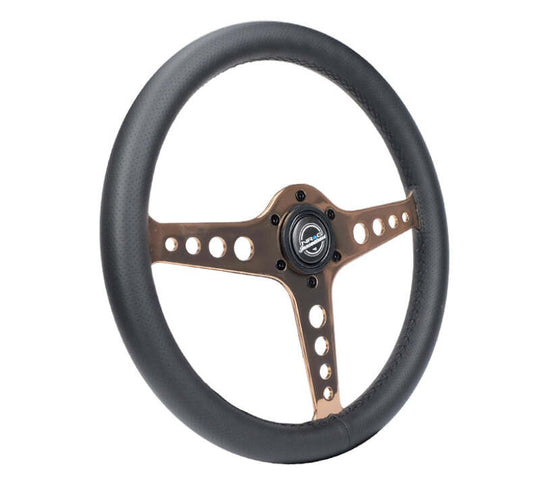 NRG Light Weight Gaming Steering Wheel - Driftz 350mm 3 Rose Gold Spokes Perforated Leather - ST-034RG-PR