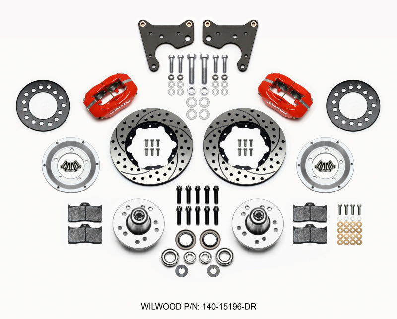 Wilwood Forged Dynalite Front Kit 11.00in Drilled Red 65-72 CDP C Body -Drum - 140-15196-DR