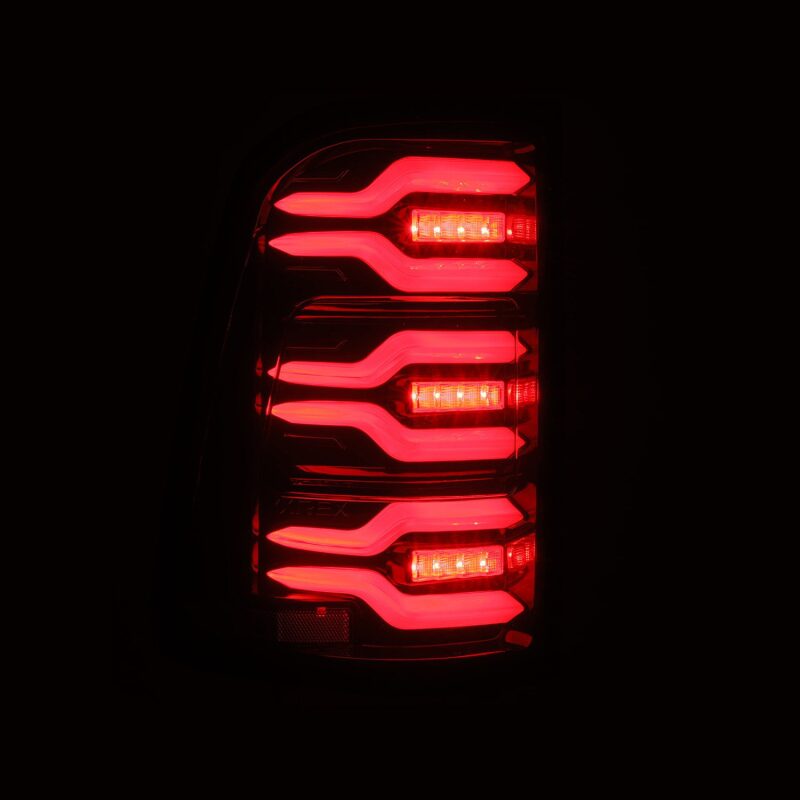 AlphaRex 19-21 Dodge Ram 1500 Luxx-Series LED Tail Lights Black/Red w/Activ Light/Seq Signal - 640050