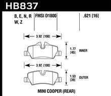 Load image into Gallery viewer, Hawk 14-19 Mini Cooper HP Plus Rear Street Brake Pads - HB837N.621