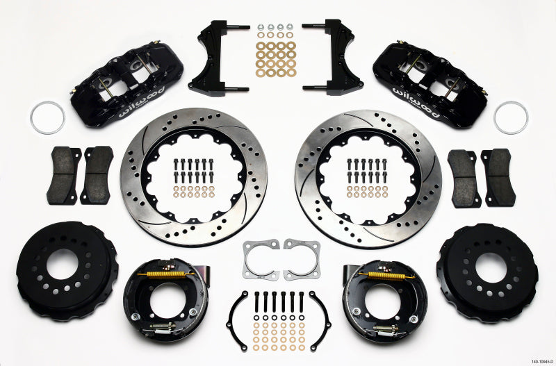 Wilwood AERO4 Rear P-Brake Kit 14.00in Drilled Chevy 12 Bolt-Spec 3.15in Bearing - 140-10945-D