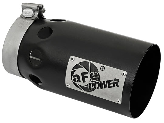 aFe Rebel XD Series Universal Exhaust Tip 4 IN Inlet x 5 IN Outlet x 10 IN L- Black Right Side Exit - 49T40501-B10