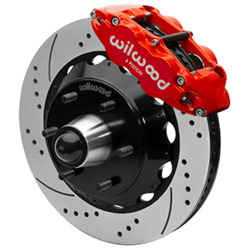 Wilwood 63-87 C10 FNSL6R Front Big Brake Kit 14in drill/slot 6x5.5 BP for drop spindles - Red - 140-16458-DR