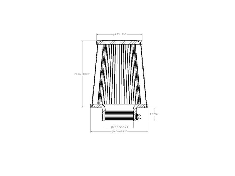 aFe POWER Universal Clamp-On Air Filter w/ D2 Dura-Dry Media - 3in F x 6in B x 4-3/4in T x 7in H - 21-30018V