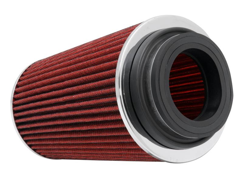 K&N Universal Air Filter Chrome Round Tapered Red -4in Flange ID x 1.125in Flange Length x 5.5in H - RG-1002RD-L