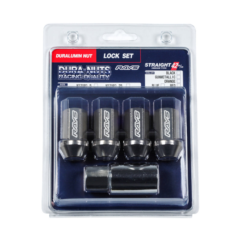 Rays Lugs Dura-Nut L42 Straight Type / 12x1.50 / 4 Piece - Black - WDURA42121504LPB