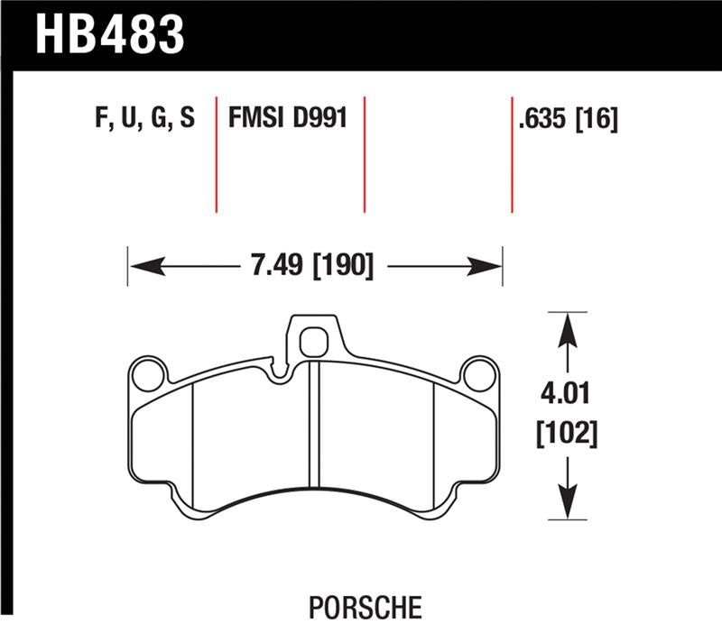 Hawk Porsche GT3 DTC-60 Street Front Brake Pads - HB483G.635