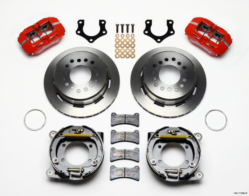 Wilwood Dynapro Low-Profile 11.00in P-Brake Kit - Red Mopar/Dana 2.50in Off w/Snap Ring Bearing - 140-11386-R