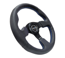 Load image into Gallery viewer, NRG Reinforced Steering Wheel (320mm) Black Leather w/Blue Stitching - RST-012R-BL