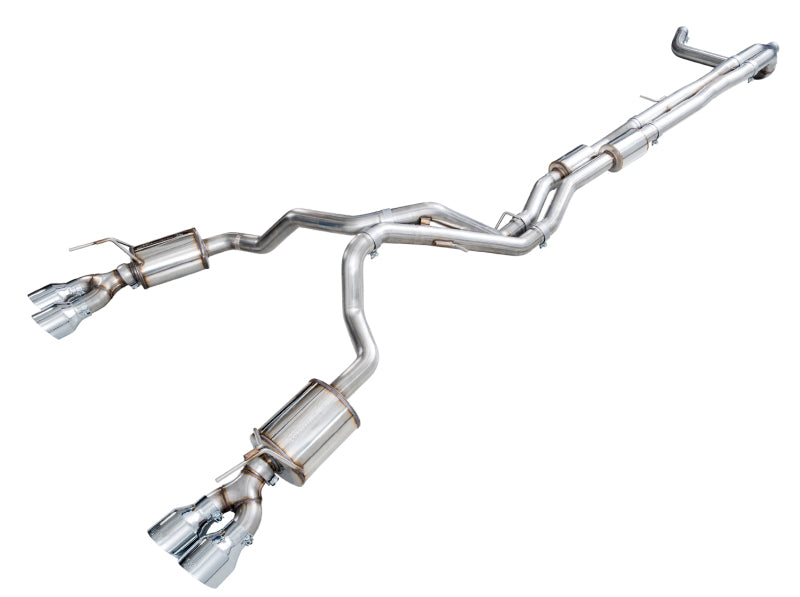 AWE Tuning 2021+ Cadillac Escalade 6.2L ESV 0FG Dual Exit Exhaust System w/ 5in Chrome Silver Tips - 3015-42222