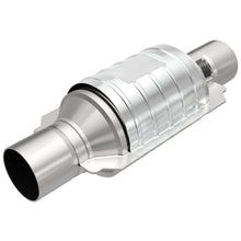 Load image into Gallery viewer, MagnaFlow Univ Conv 2in In/Out Ctr/Ctr Round 9in Body L x 5.125in W x 13in Overall L Single O2 Port - 51234
