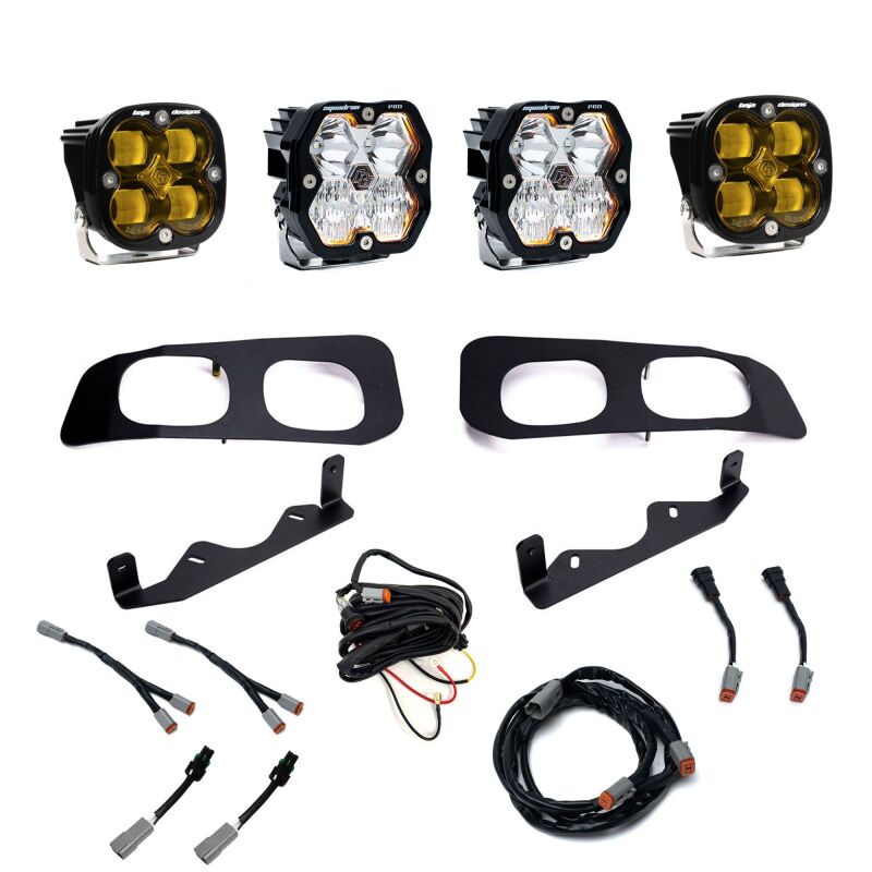 Baja Designs 23-25 Ford Super Duty Squadron Pro/SAE 2.0 Dual Fog Pocket Kit (SAE Fog) - Baja Amber - 440034