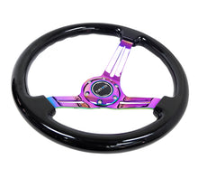 Load image into Gallery viewer, NRG Reinforced Steering Wheel (350mm / 3in. Deep) Blk Wood w/Blk Matte Spoke/Neochrome Center Mark - RST-018BK-MC
