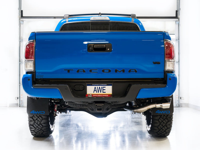 AWE Tuning 16-22 Toyota Tacoma 0FG Cat-Back Exhaust w/ BashGuard - Dual Chrome Silver Tips - 3015-32826