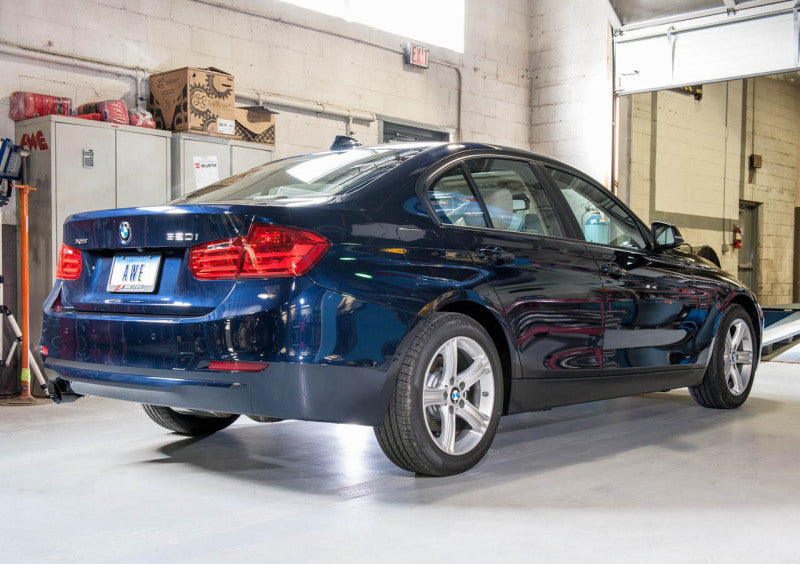 AWE Tuning 13-18 BMW 320i (F30) Touring Edition Exhaust w/ Performance Mid Pipe - Diamond Blk Tips - 3015-23038