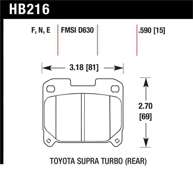 Hawk 93-98 Toyota Supra TT HPS Street Rear Brake Pads - HB216F.590