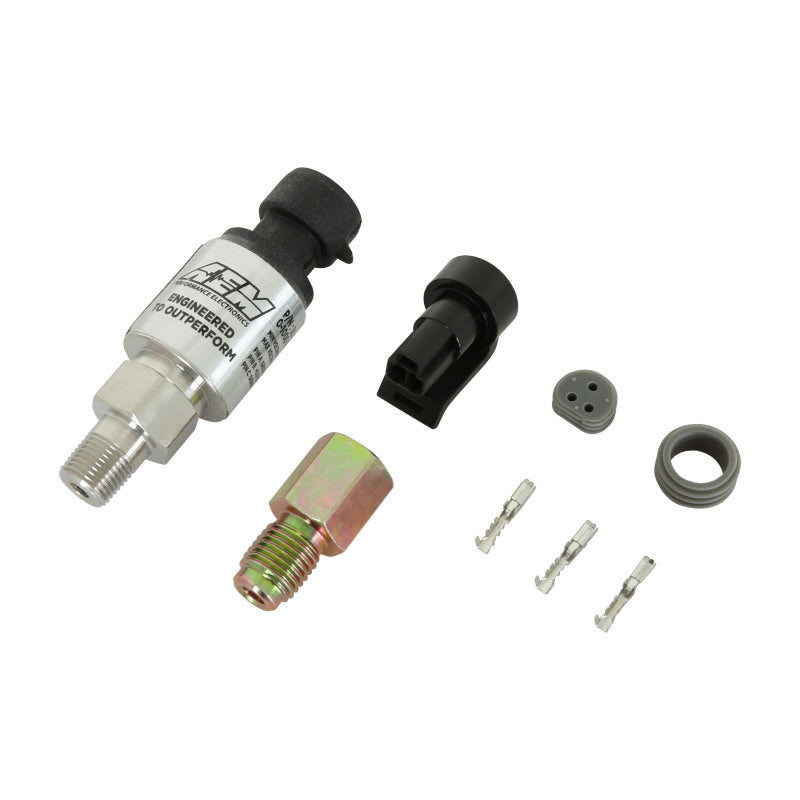 AEM 1000 PSIg Stainless Sensor Kit - 1/8in NPT Male Thread to -4 Adapter - 30-2130-1000