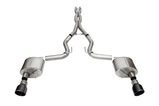 Corsa 24+ Ford Mustang GT Xtreme Cat-Back Ex. Sys. 3.0in Dual Rear Exit w/4.5in Black PVD Pro Tips - 21250BLK