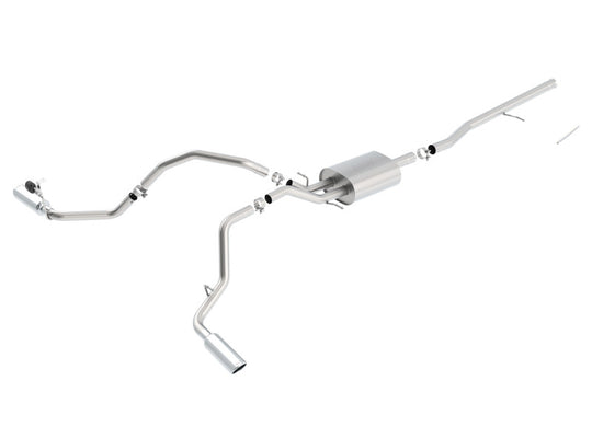 Borla 14 Silv/Sierra C/B Exhaust S-Type 1500 5.3L V8 AT/MT 2&4WD Ext Cab Split Side Exit - 140545