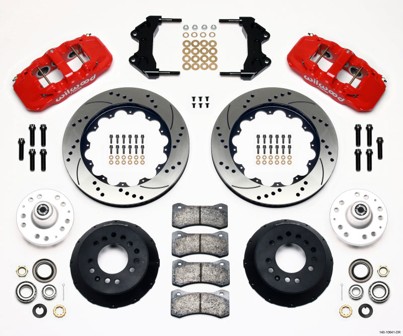 Wilwood AERO6 Front Hub Kit 14.00 Drilled-Red WWE ProSpindle - 140-10641-DR