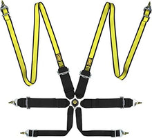Load image into Gallery viewer, OMP First 3/2 Racing Harness Black Yellow - DA0-0204-B02-178