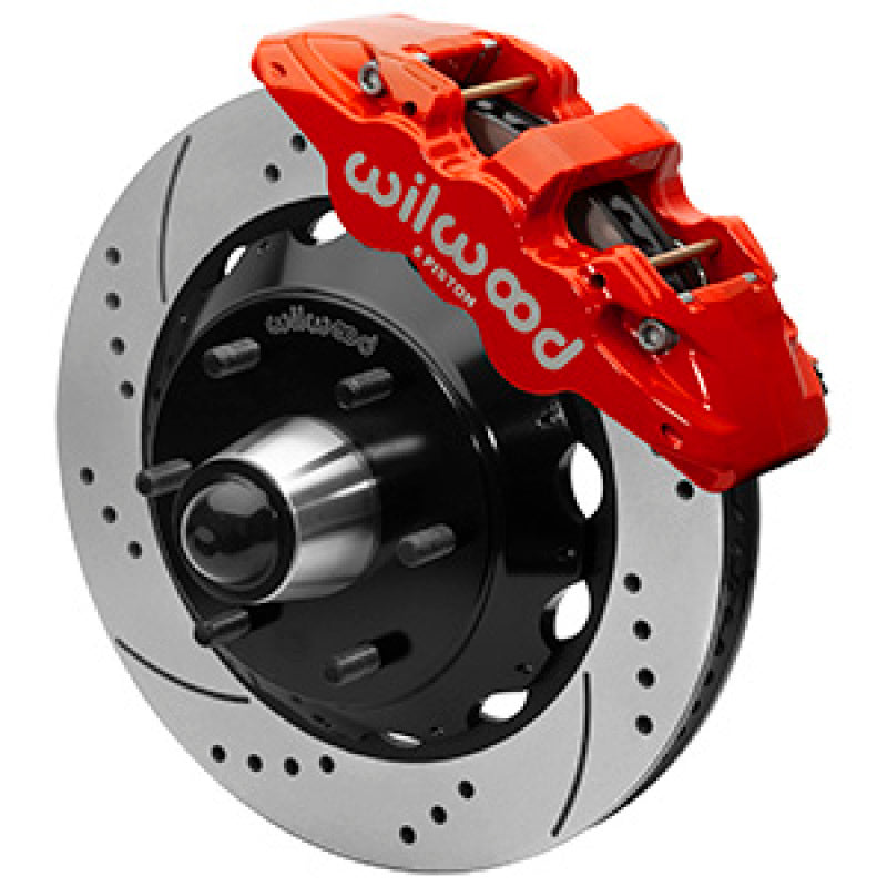 Wilwood 63-87 C10 CPP Spindle AERO6 Front BBK 14in Drilled/Slotted 6x5.5 BC - Red - 140-16459-DR