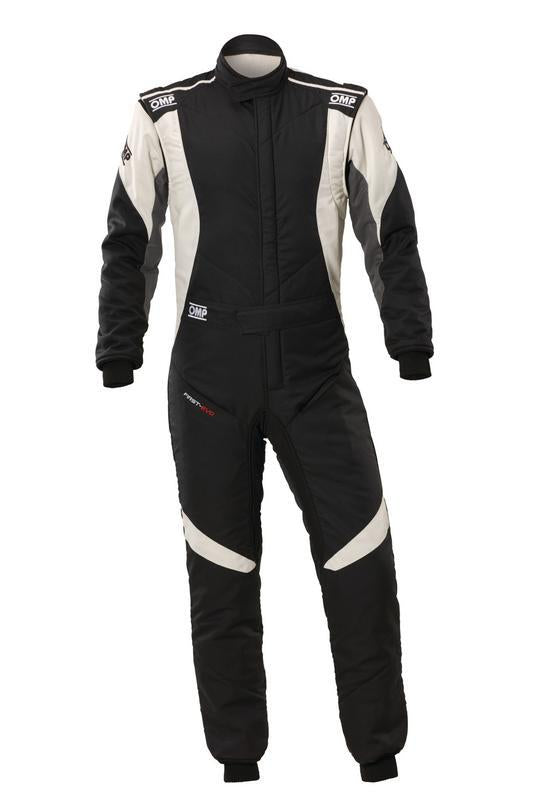 OMP FIRST EVO OVERALL my2025 FIA 8856-2018/SFI NAVY BLUE / CYAN SZ 62 - IA0-1874-A01-SF-244-62