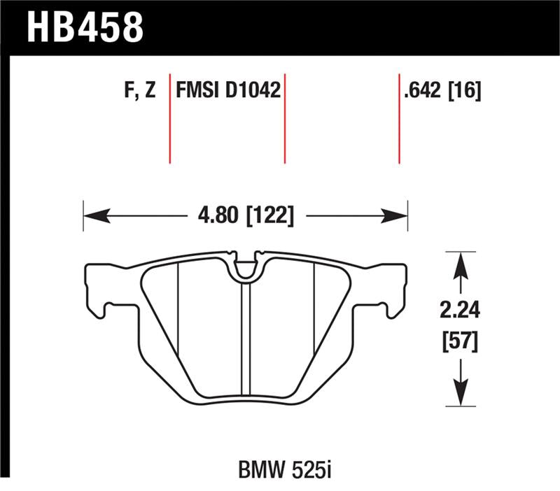 Hawk 07-08 BMW X5 3.0si / 09-13 X5 Xdrive / 10-13 X6 Xdrive Perf Ceramic Rear Street Brake Pads - HB458Z.642
