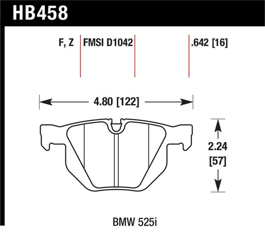 Hawk 07-08 BMW X5 3.0si / 09-13 X5 Xdrive / 10-13 X6 Xdrive Perf Ceramic Rear Street Brake Pads - HB458Z.642