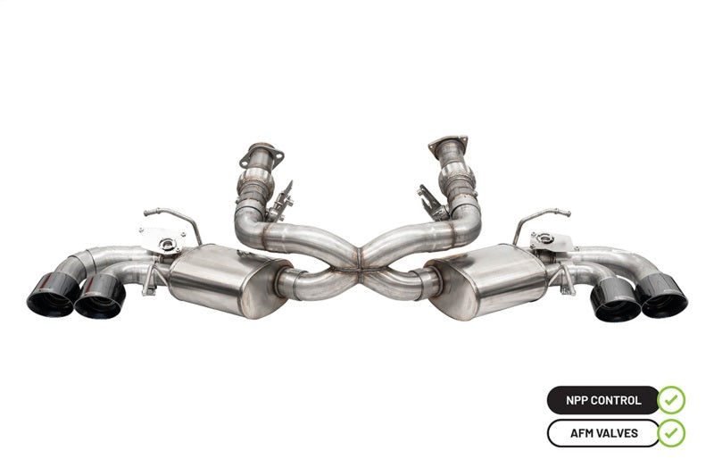 Corsa 2020-25 Corvette C8 3in Valved Cat-Back 4.5in Blk Quad Tips - Fits Factory Perf Exhaust w/ AFM - 21100BLK