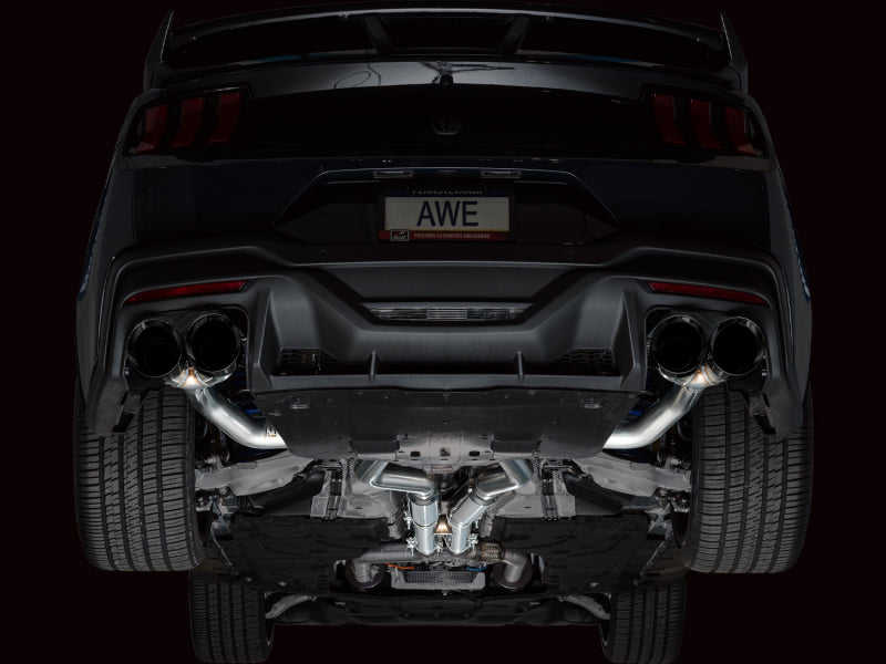 AWE 2024 Ford Mustang Dark Horse S650 RWD Track Edition Cat-Back Exhaust w/ Quad Diamond Black Tips - 3020-43375