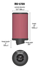 Load image into Gallery viewer, K&amp;N Filter Universal Rubber Round Air Filter 20 Deg Flange Angle 2.25in Flange ID x 3.5in OD x 6in H - RU-1720