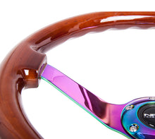 Load image into Gallery viewer, NRG Reinforced Steering Wheel (350mm / 3in. Deep) Classic Dark Wood w/4mm Neochrome Solid 3-Spoke - RST-036BR-MC