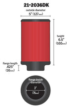 Load image into Gallery viewer, AEM Air Filter, 3inFLG/ 5inOD/ 6-1/2inH Dry Flow - 21-2036DK
