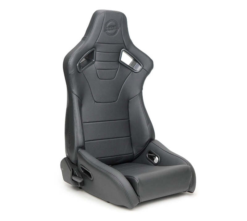 NRG Omega Reclinable Racing Seat (Pair) Black with Black Carbon Vinyl Back - RSC-750BK/BK L/R